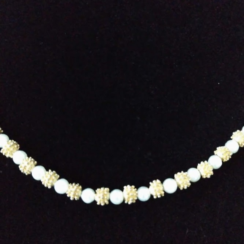 Gold Tone and Faux Pearl Necklace